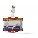 Durable 8118 03 Security Pass Holder With Clip Red